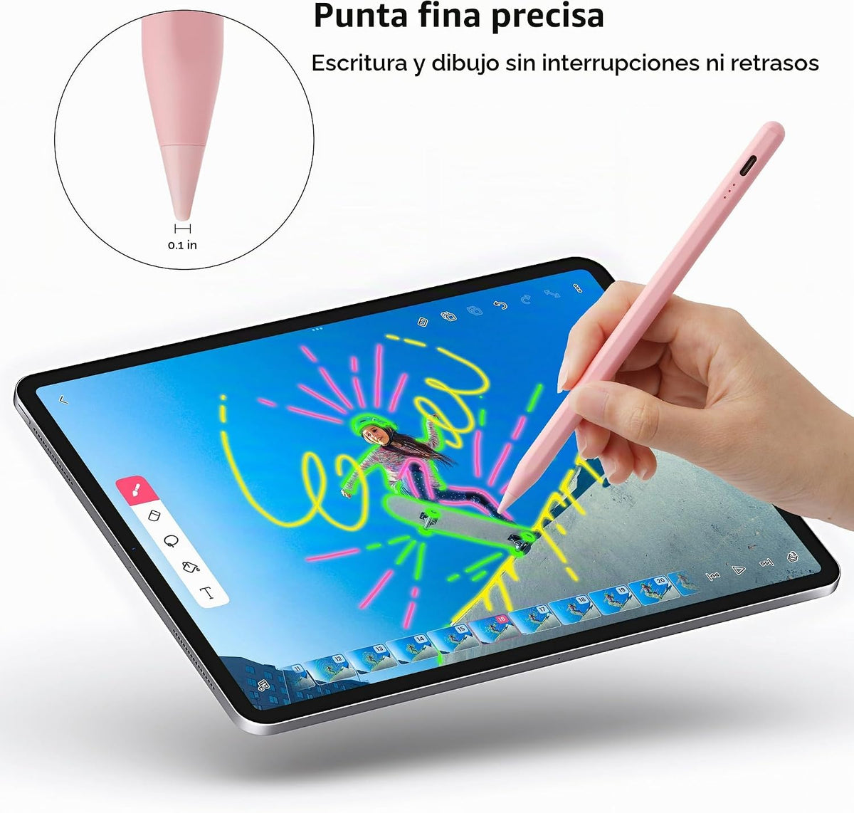 Lápiz para Apple Stylus Pen para iPad A16 rechazo de palma y sensib...