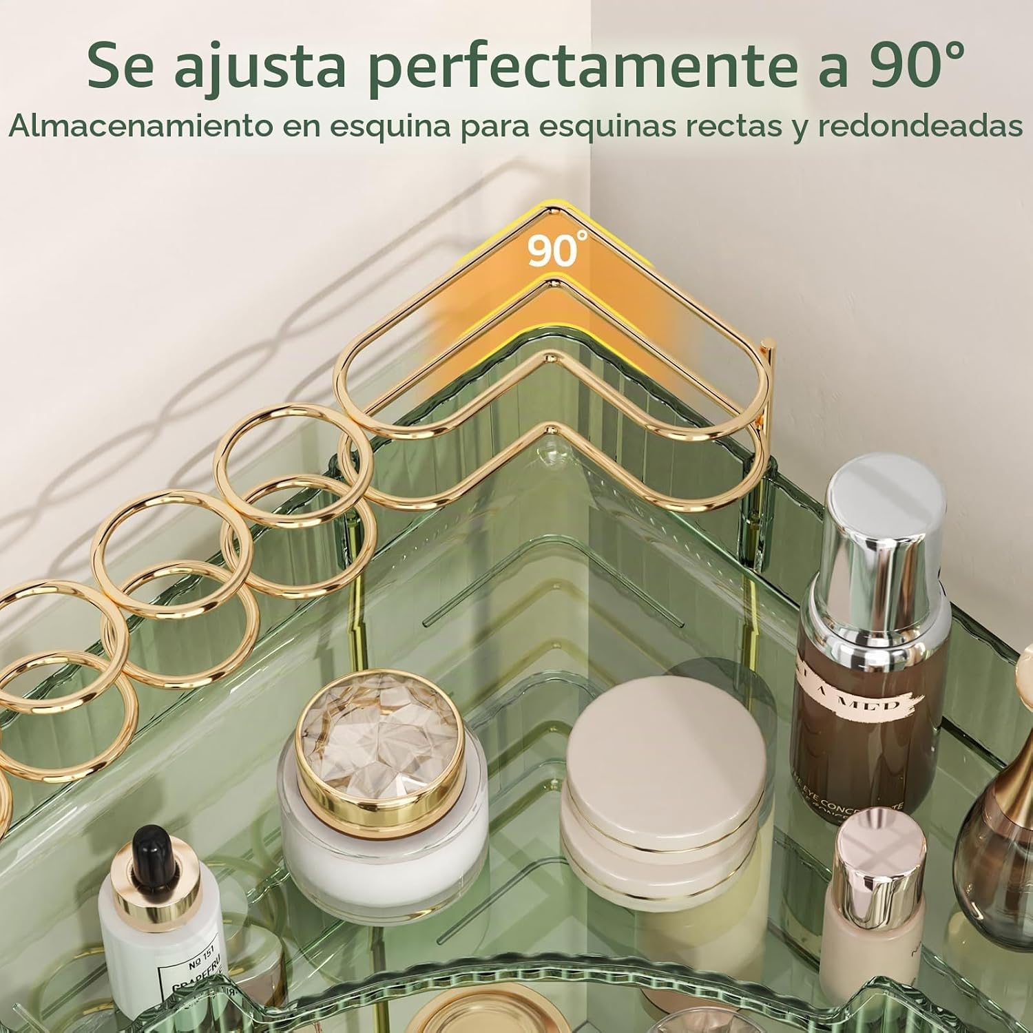 BEFSOP Organizador esquinero de baño, organizador de maquillaje mej...