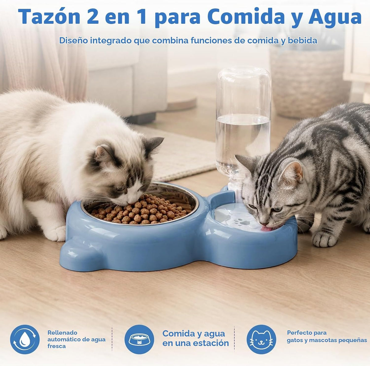 SUNGO Juego de cuencos dobles para perros y gatos, con dispensador...