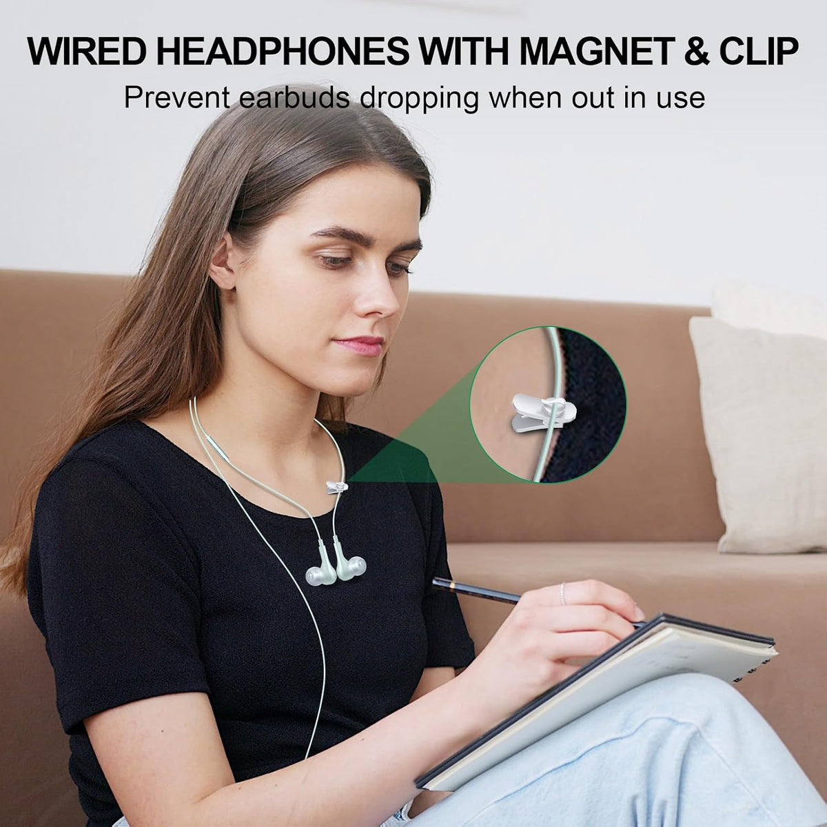 ASKUBSKU Auriculares USB con cable con micrófono para PC de 7.5 pie...