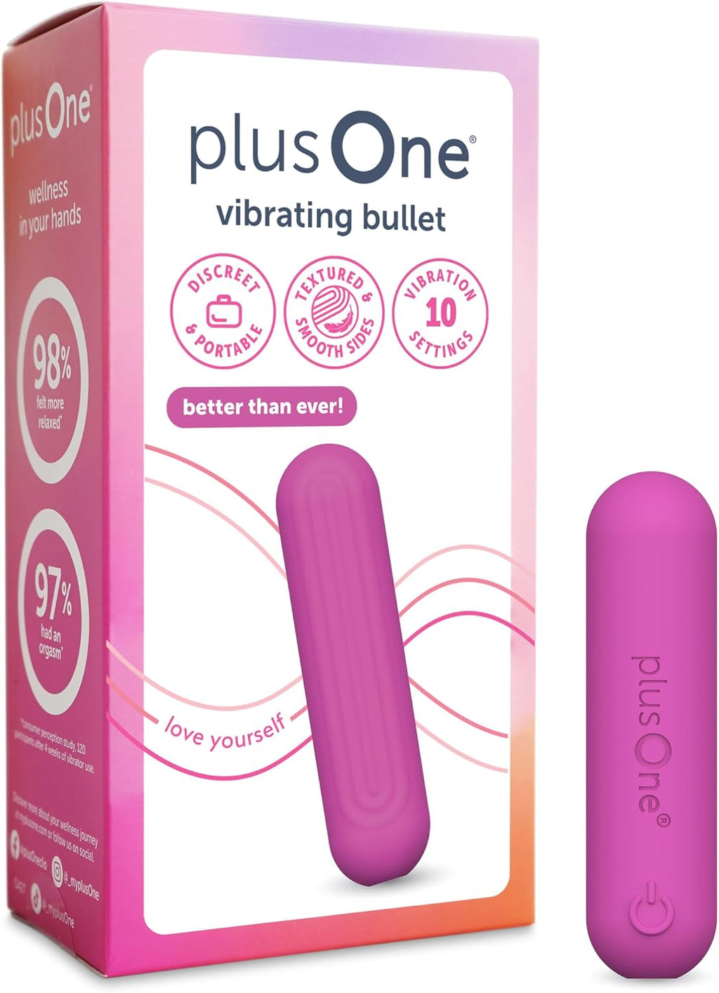 plusOne Bala vibratoria impermeable y recargable, rosa oscuro | Mas...