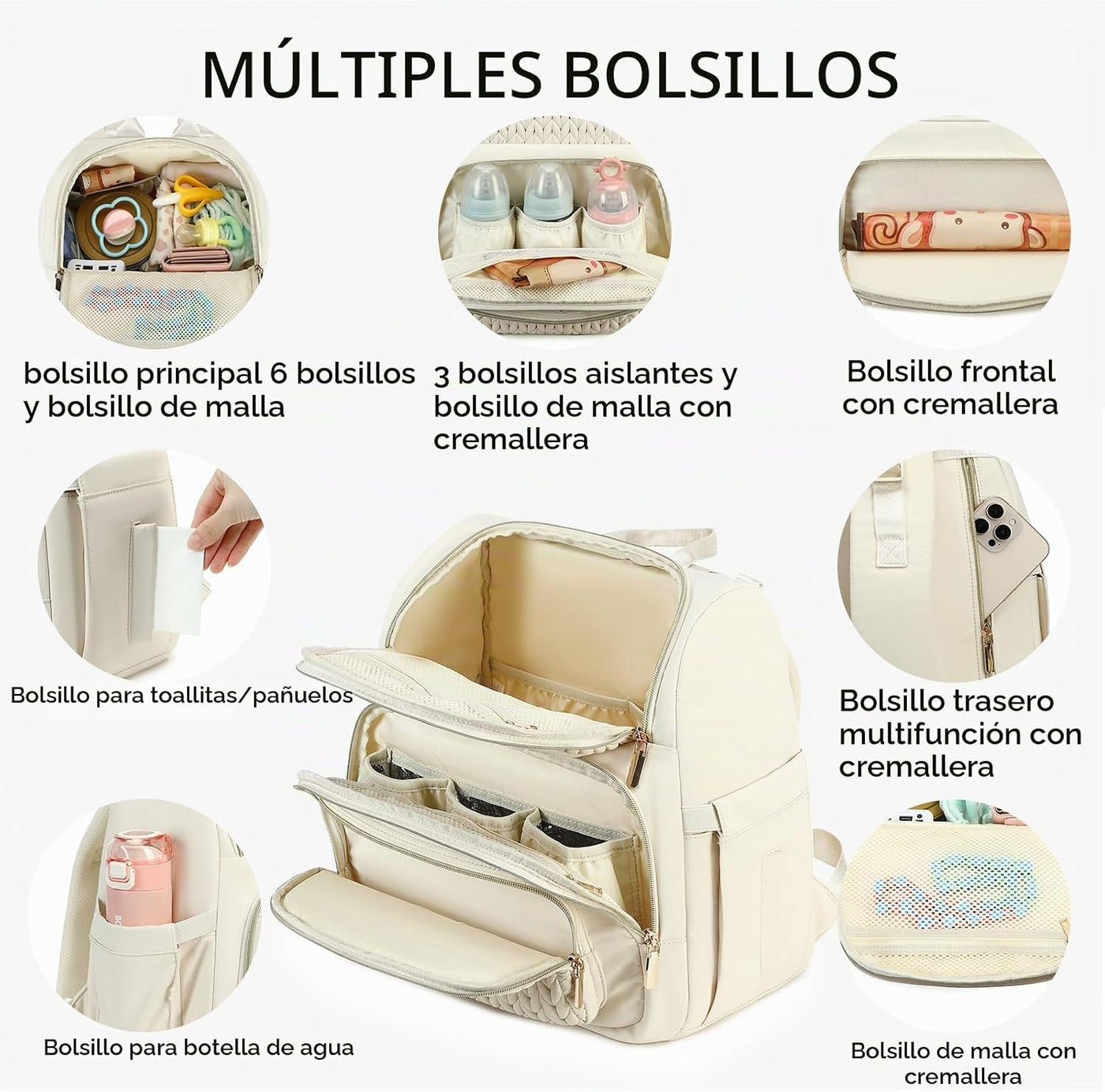 MAPLELILY Mochila Bolsa de Pañales - Ligera y Elegante, Bolsa de Ar...