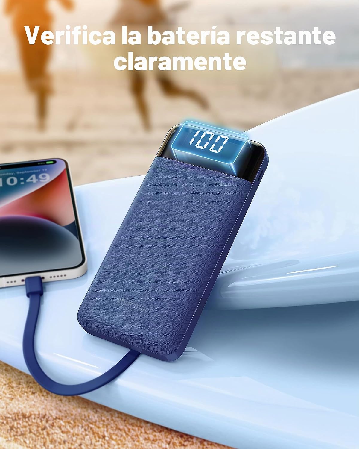 charmast Cargador portátil con 4 cables integrados reforzados | 100...