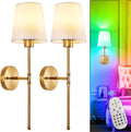 Depuley Aplique de pared a pilas: juego de 2 luces de pared inalámb...