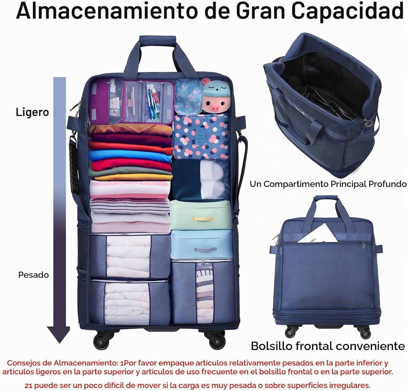 Maletas Hanke con ruedas, bolsa de equipaje plegable y expandible,...