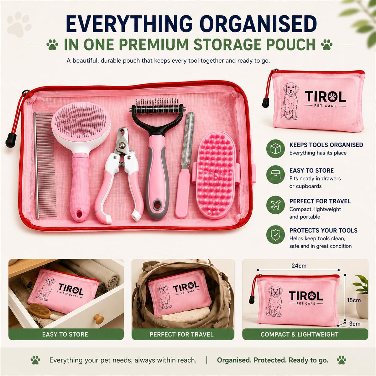 TIROL Pet Care - Kit de aseo 6 en 1 para perros y gatos, rastrillo...