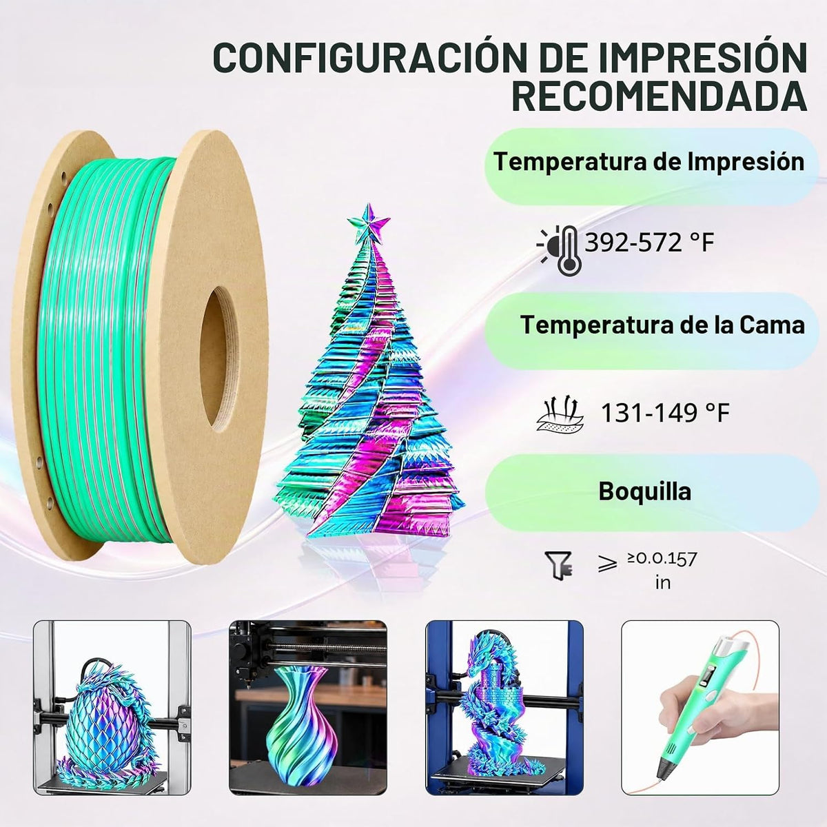 Colourbing Paquete de filamentos para impresora 3D de seda PLA+, br...