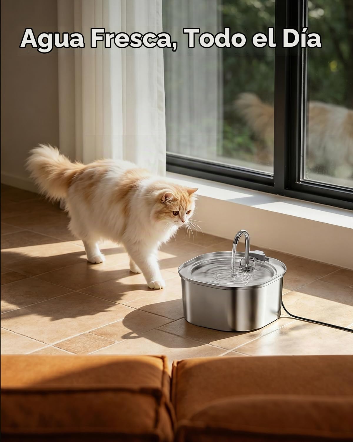 PEKTACO Fuente de agua para gatos, fuente de agua para mascotas de...