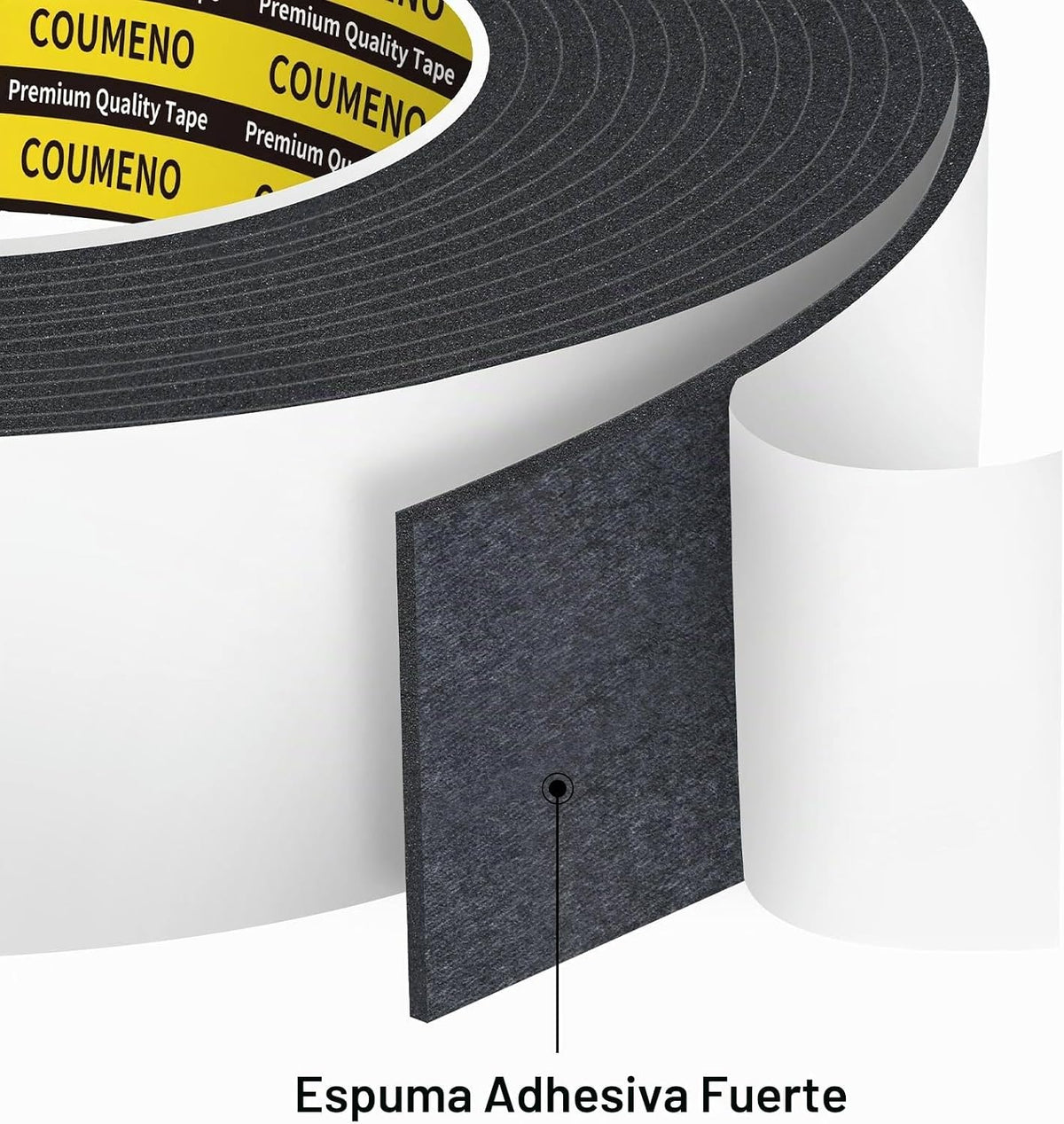 COUMENO Cinta de espuma EVA, sello de ventana de puerta, negro, 2 p...