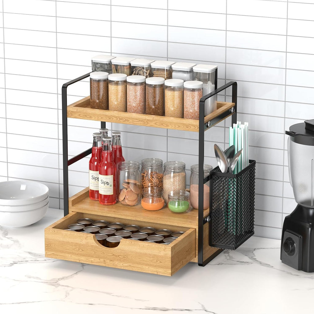 LEMIKKLE Organizador de encimera de baño con cajón y cesta, organiz...