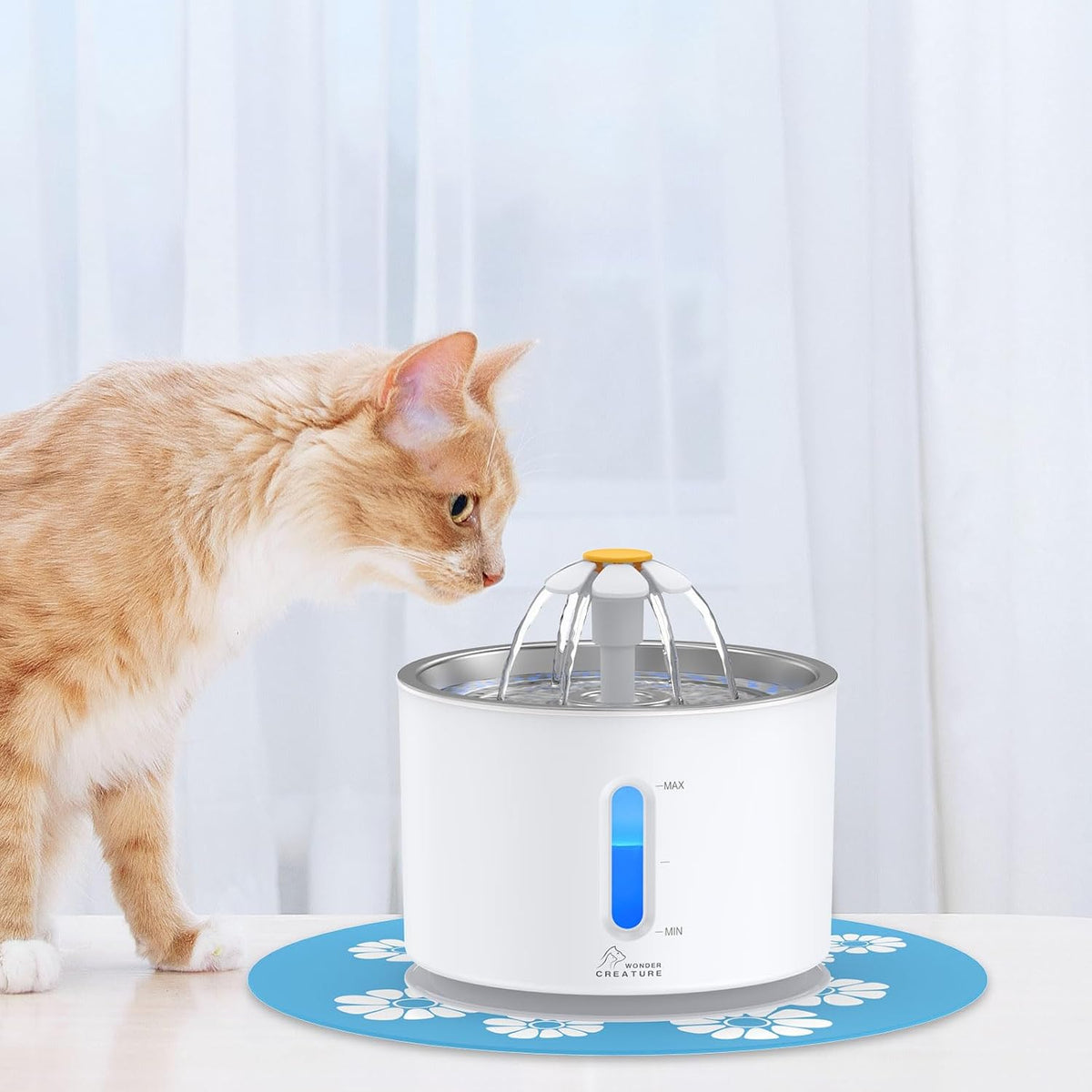 Fuente de agua para gatos Wonder Creature de acero inoxidable, 81 o...