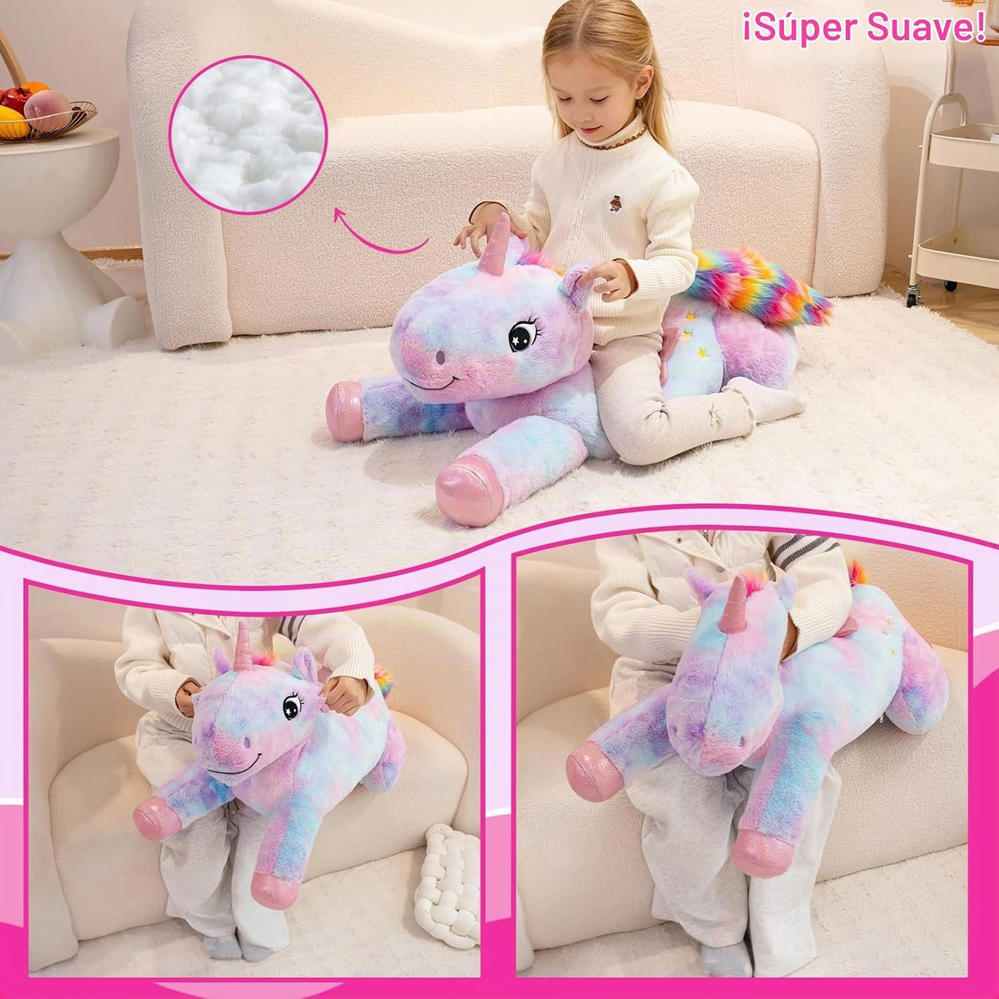 SQEQE Peluche de unicornio gigante de 43 pulgadas, unicornio grande...