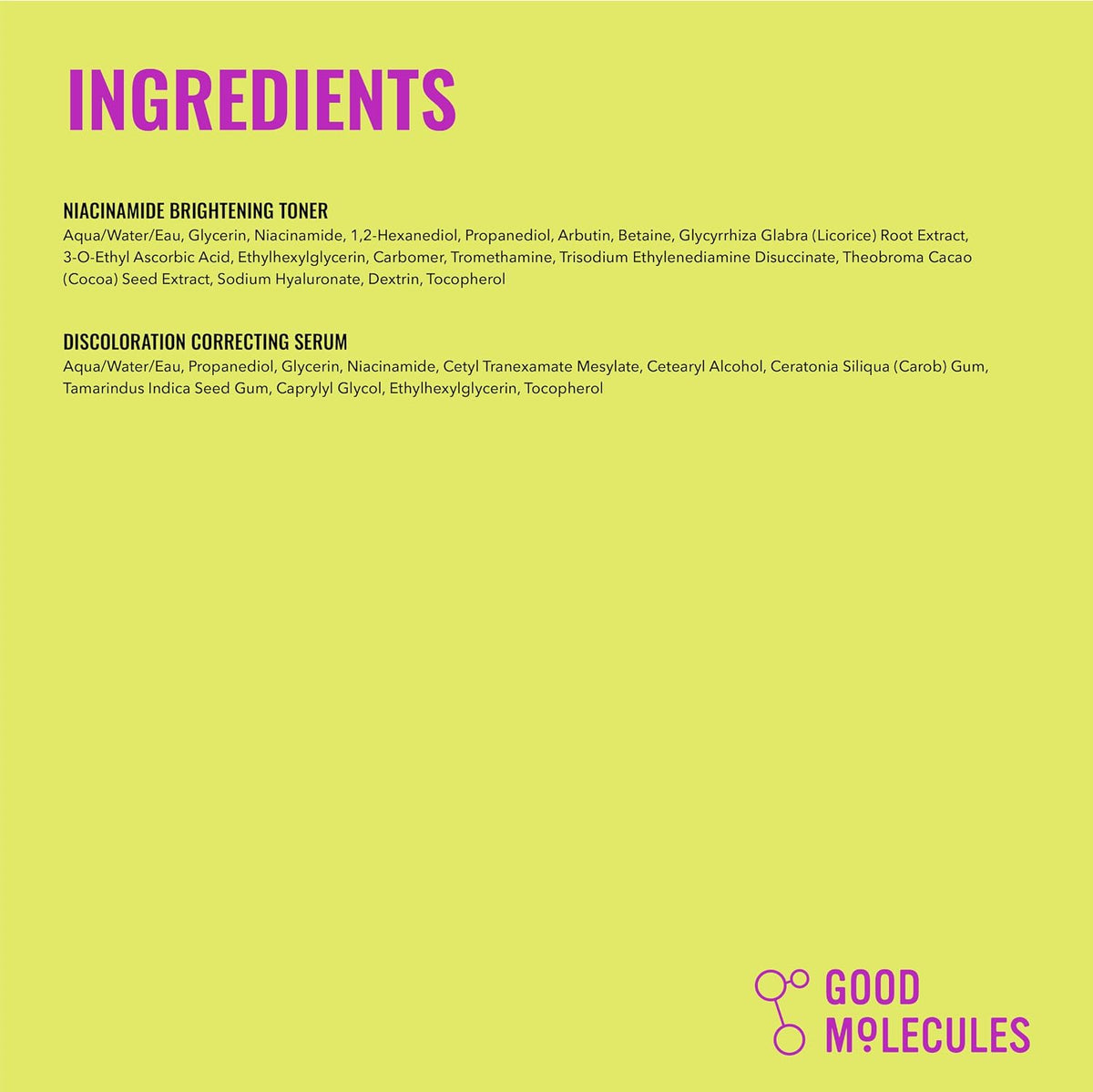 Good Molecules Dúo post-imperfección y decoloración, suero + tóner...