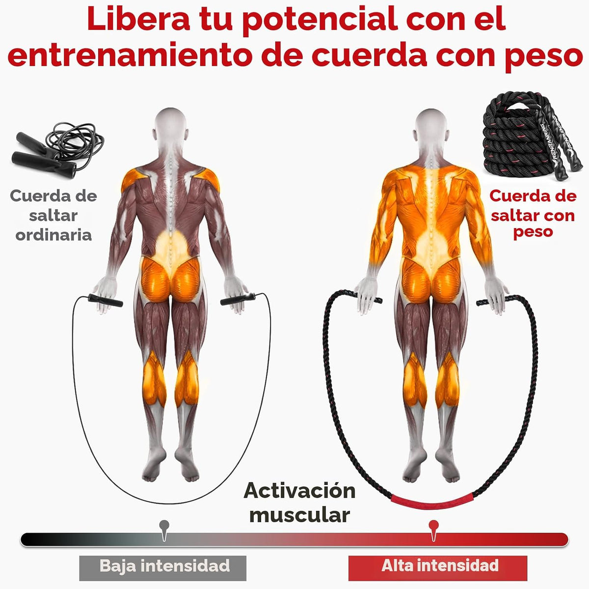 Cuerda de saltar, cuerda de saltar pesada para hombres y mujeres |...