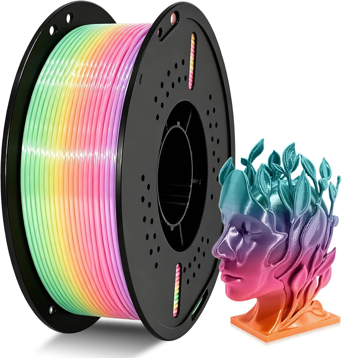 Filamento de impresora 3D Candy Silk Rainbow PLA+ de 0.07 in, 2.2 l...