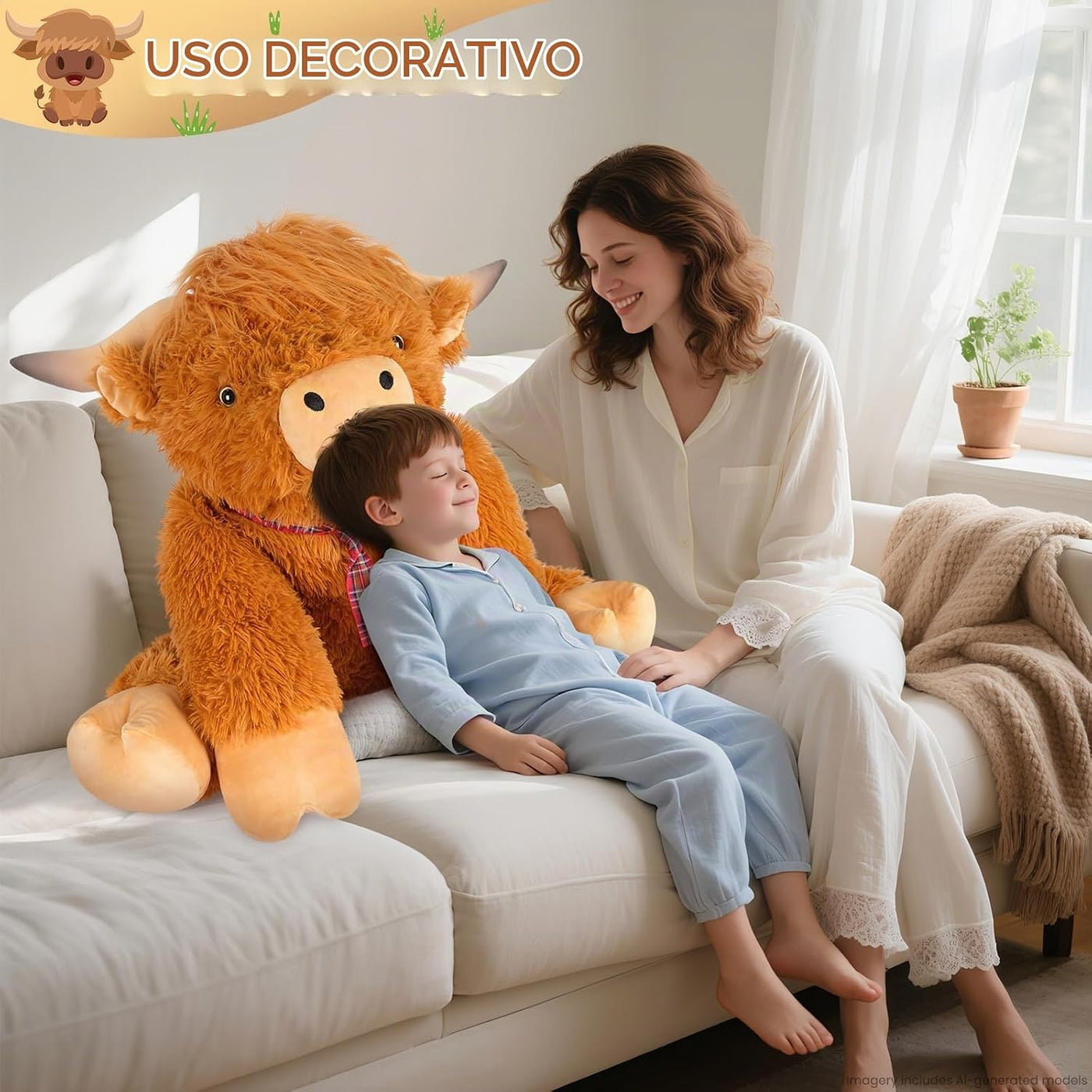 SuzziPals Animales de peluche de vaca gigante de las tierras altas...