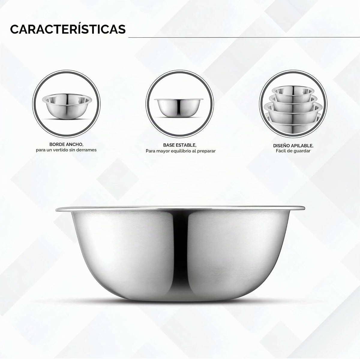 AVADOR Juego de 5 cuencos de acero inoxidable de alta calidad, jueg...