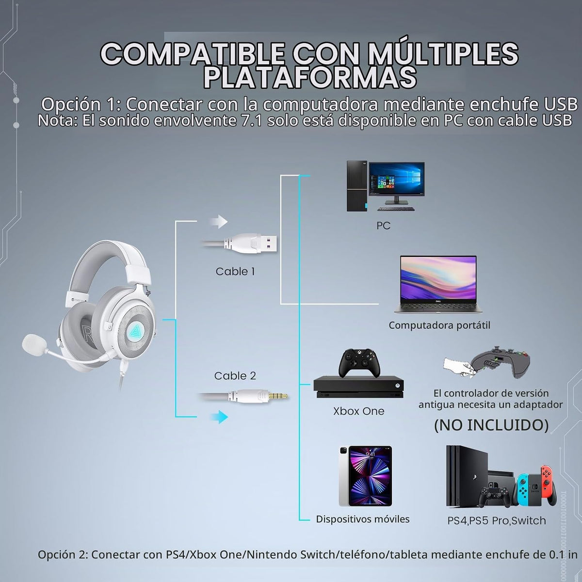 Auriculares para juegos EKSA USB para PC, auriculares de computador...