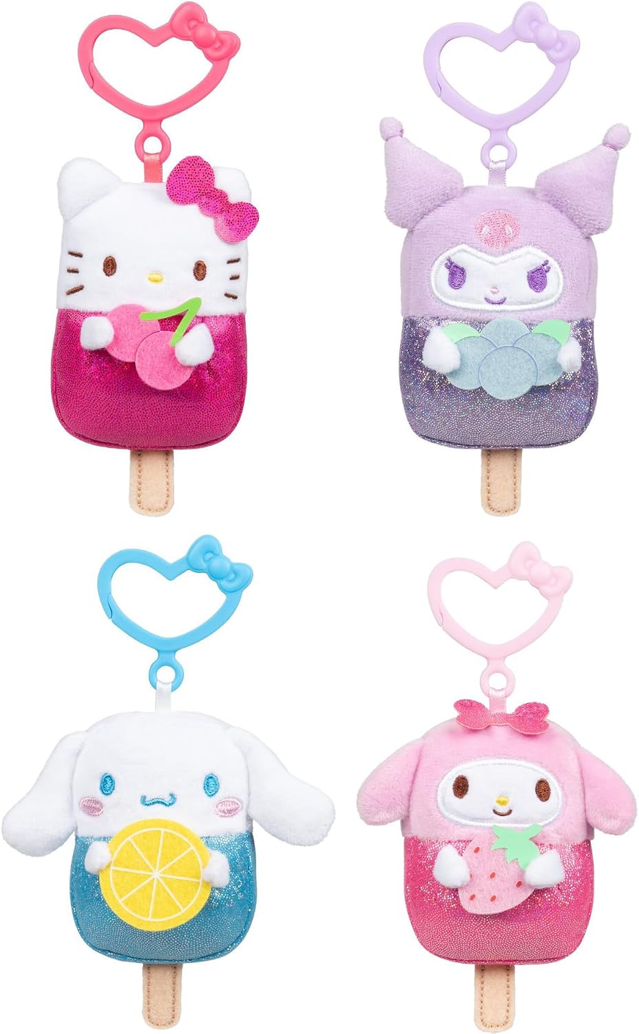 Hello Kitty y amigos, paquete de 4 peluches con pinza para helados...