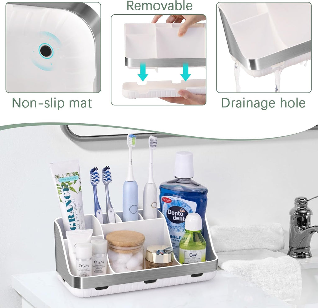 GFWARE Soporte para cepillos de dientes para baño, organizador de e...