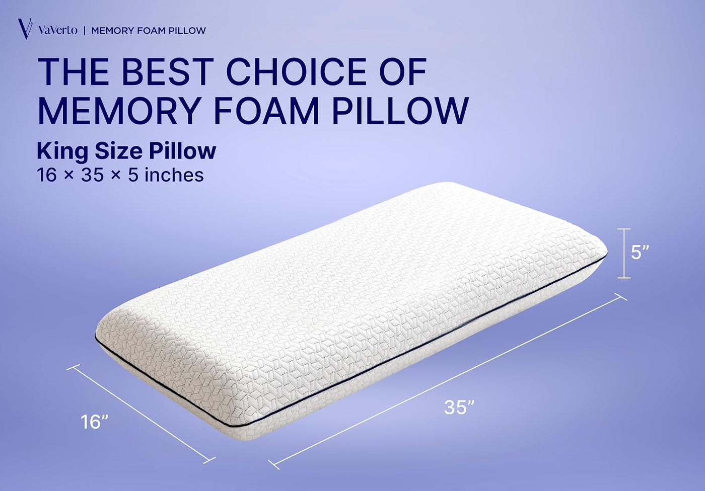 Vaverto Almohadas de espuma viscoelástica tamaño King - Almohada fi...