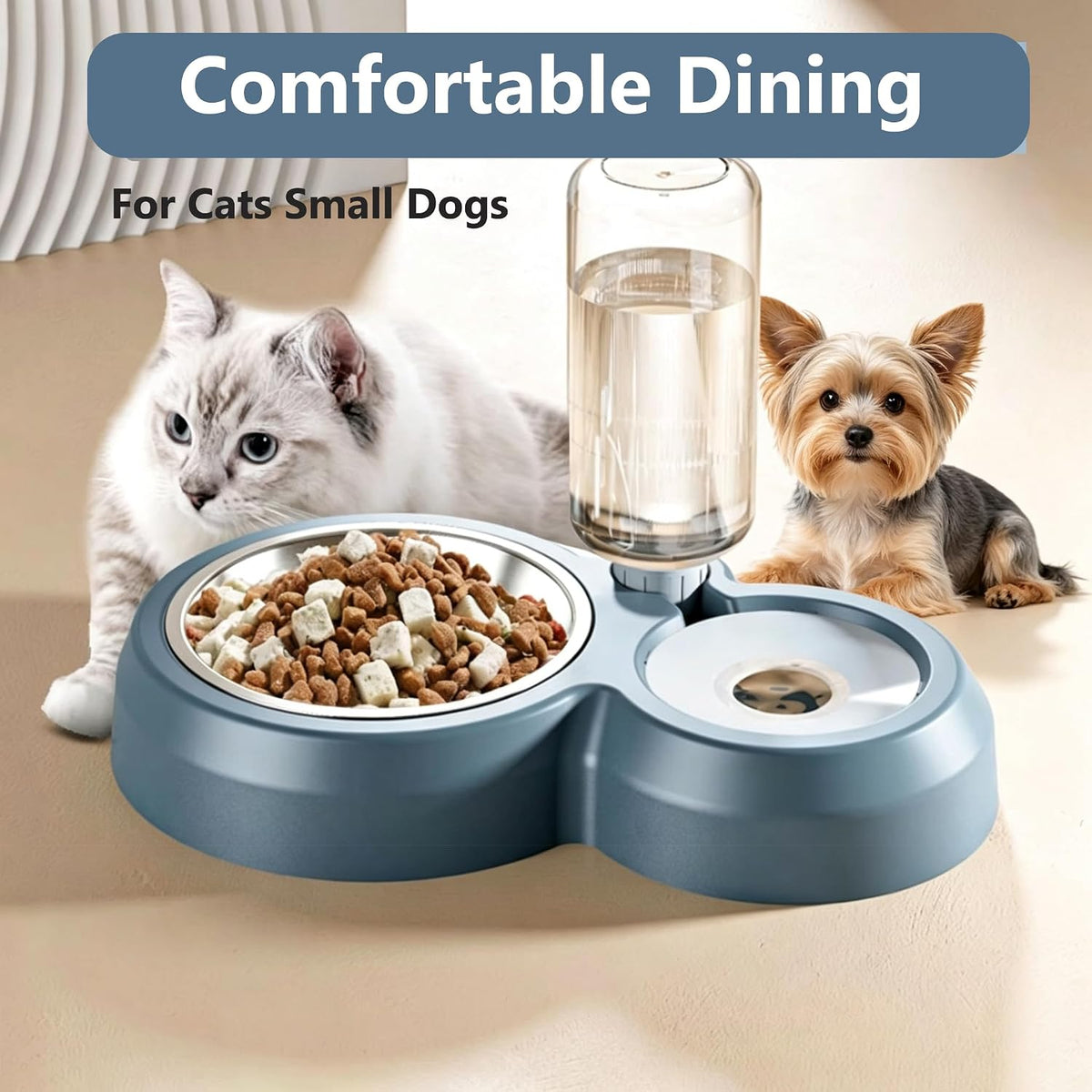 YSHOME&amp;PET Juego de cuencos dobles para perros, comida y agua p...
