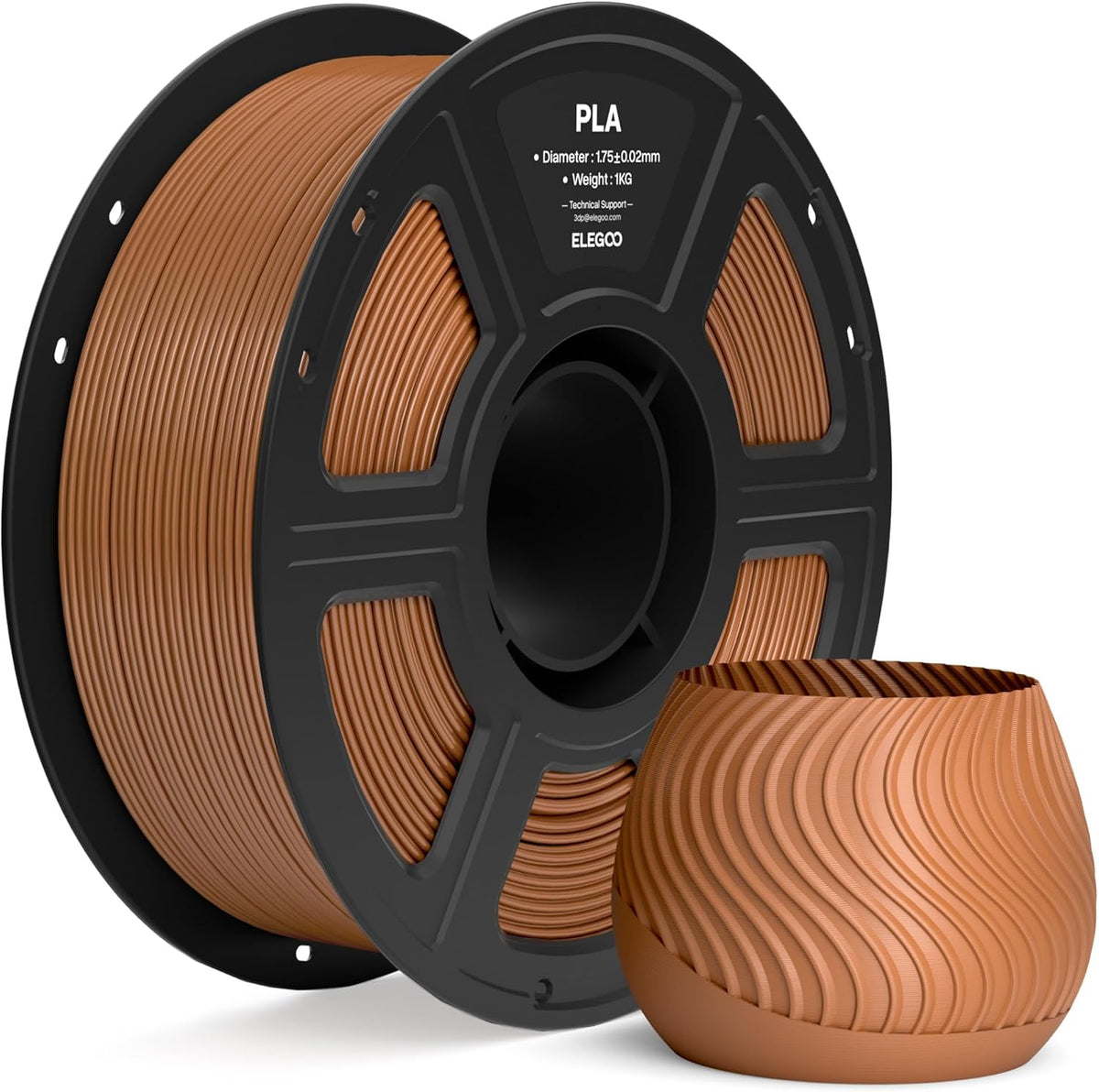 ELEGOO Filamento PLA 1.75mm Marrón 1KG, Filamento para Impresora 3D...
