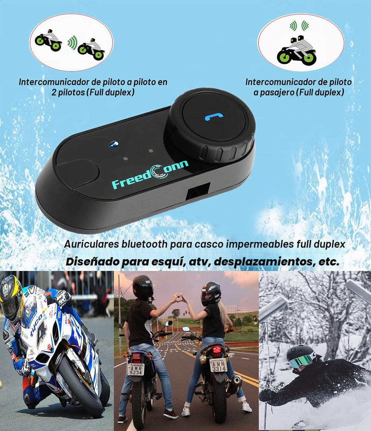 FreedConn TCOM VB - Auriculares Bluetooth para motocicleta, sistema...