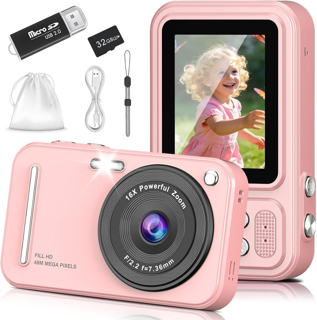 Cámara digital para niños, cámaras digitales de 48MP FHD 1080P para...