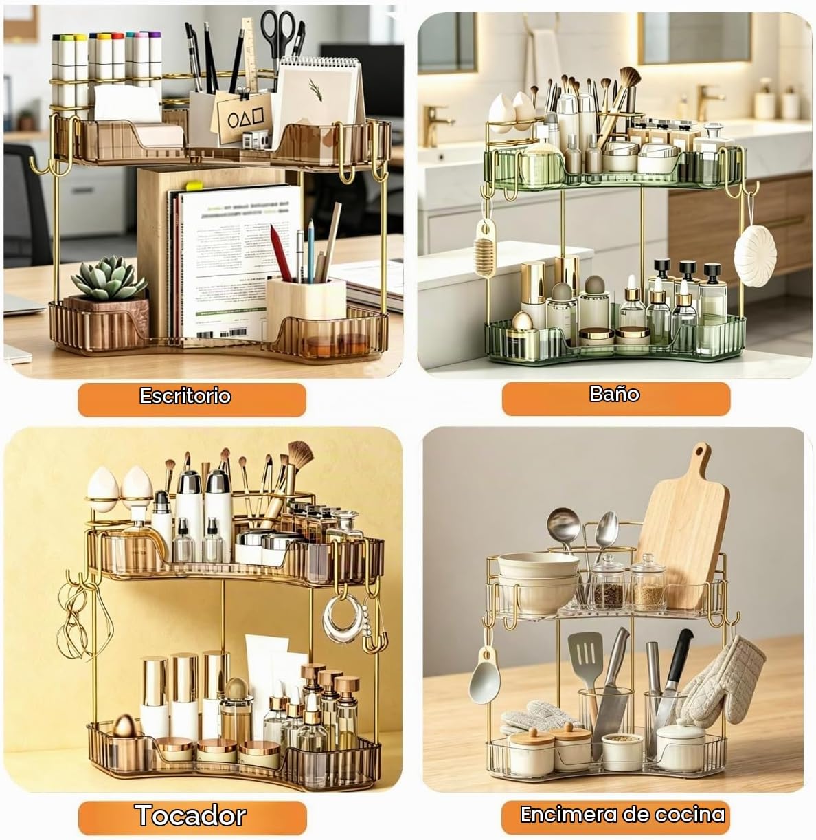 Greenby Organizador esquinero de 2 niveles para mostrador de baño,...
