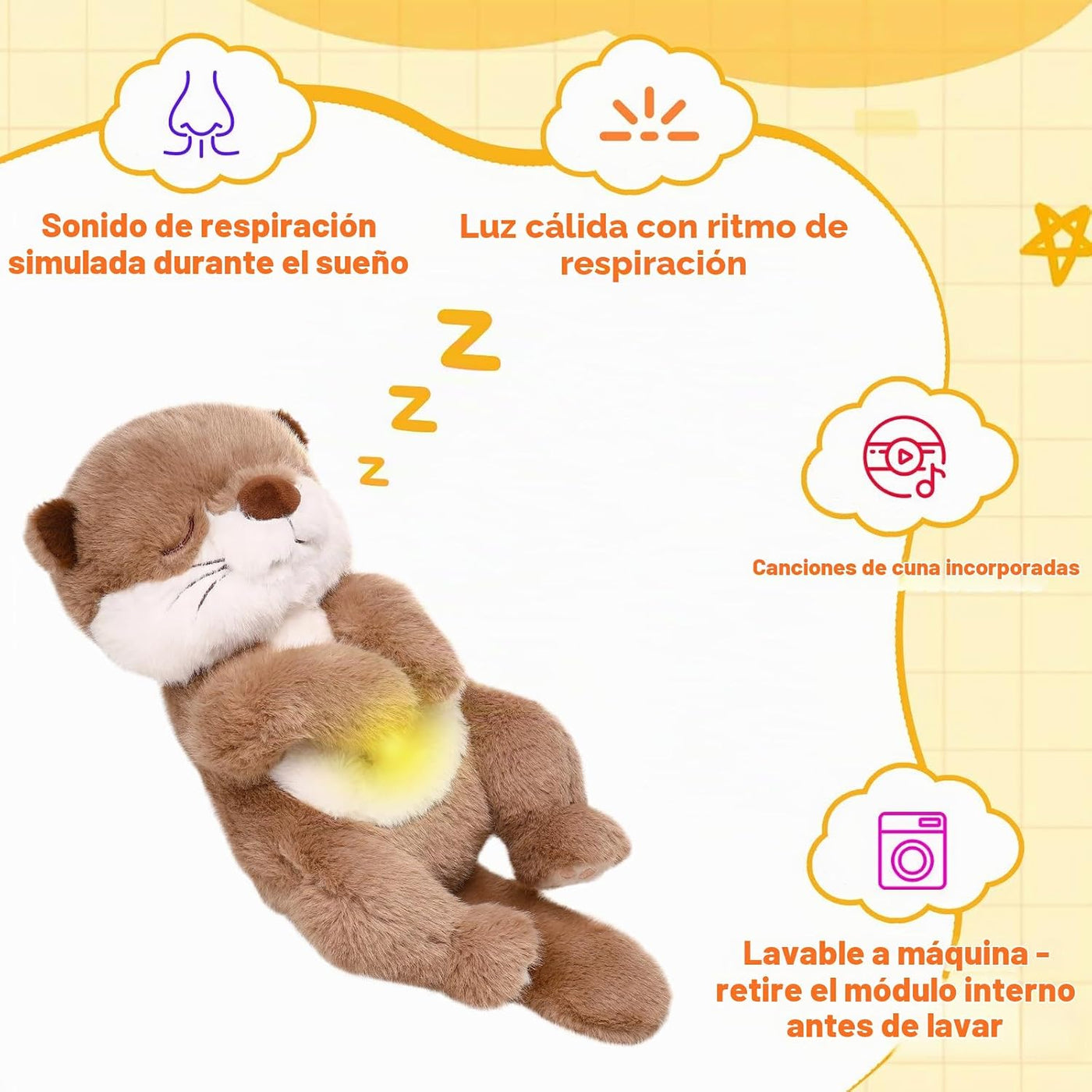 MIAODAM Juguete de Nutria de Felpa para Bebés que Tranquiliza - Mov...