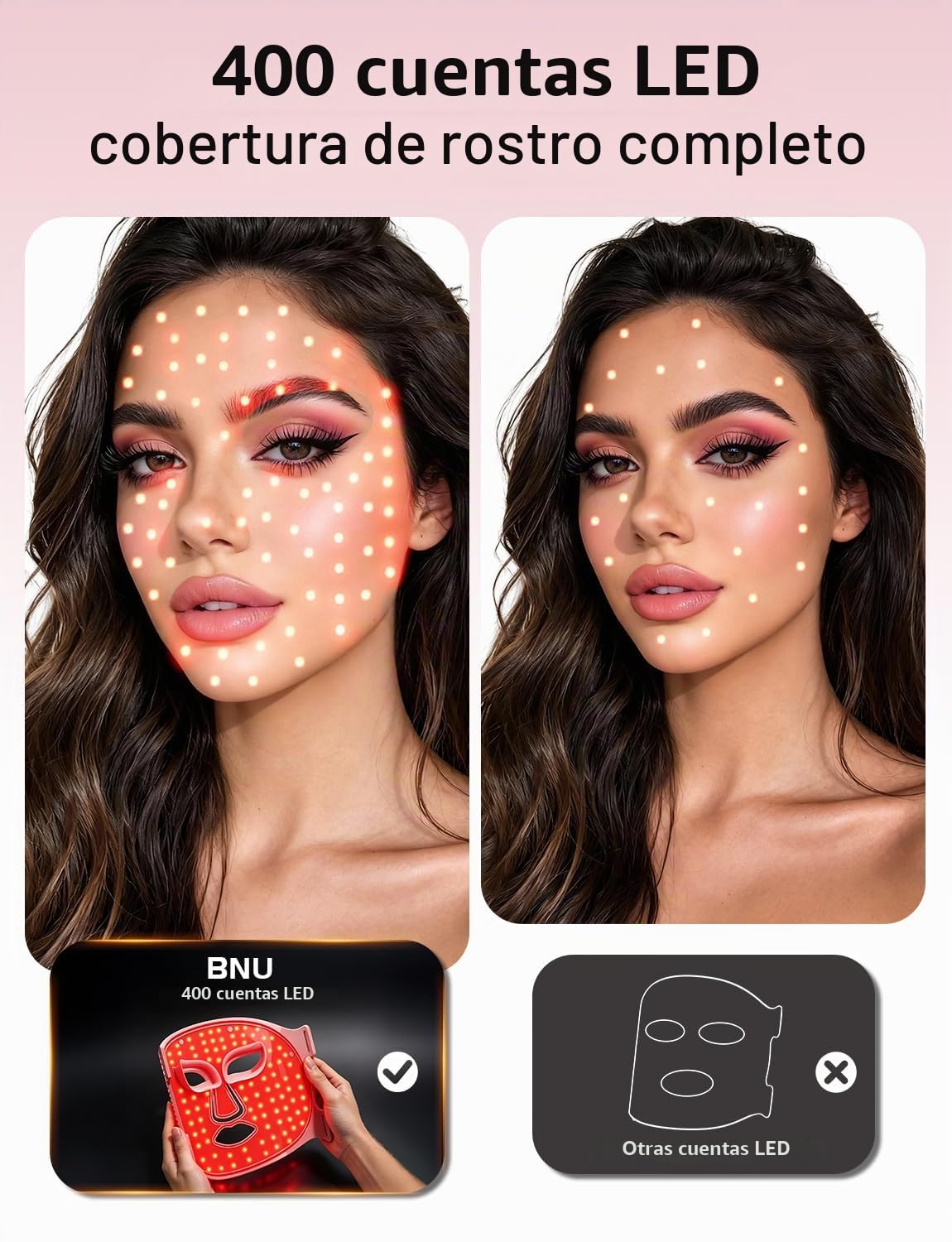 BNU Terapia de luz roja para cara, máscara de luz roja con 4 modos,...
