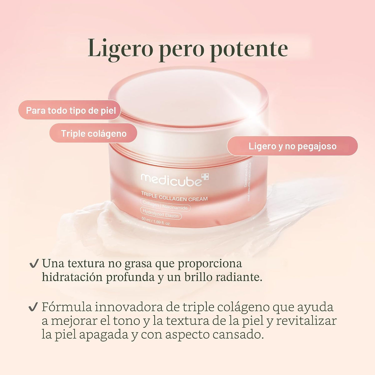 Crema triple de colágeno medicube para hidratar y reafirmar | Hidra...
