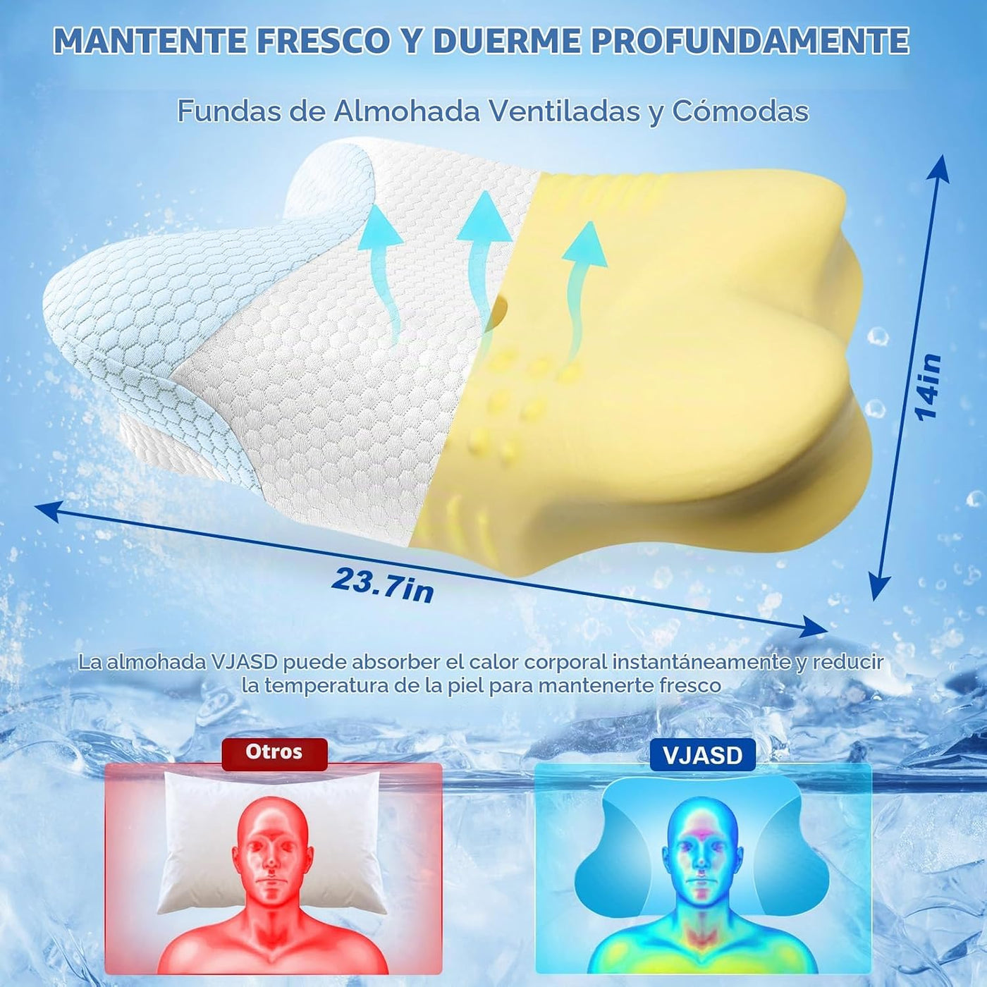 Almohadas cervicales para el cuello con espuma viscoelástica, almoh...