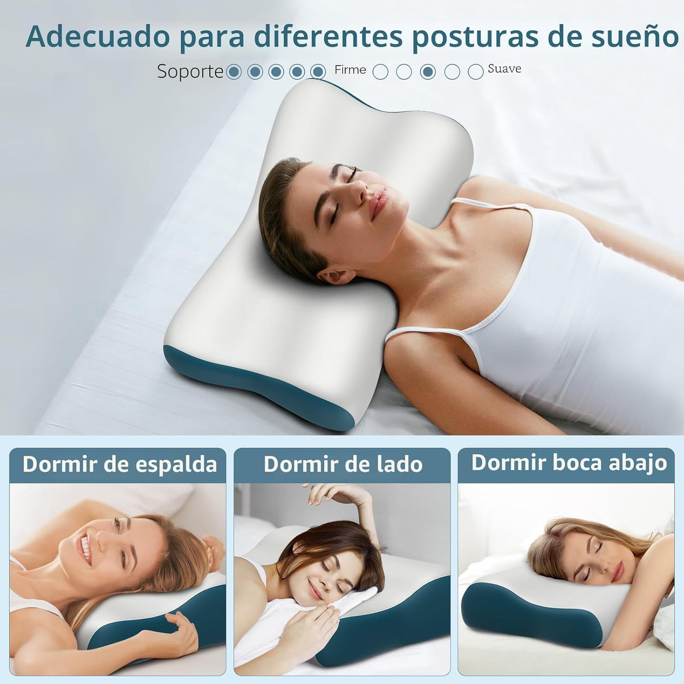 Almohada cervical de contorno de espuma viscoelástica para aliviar...