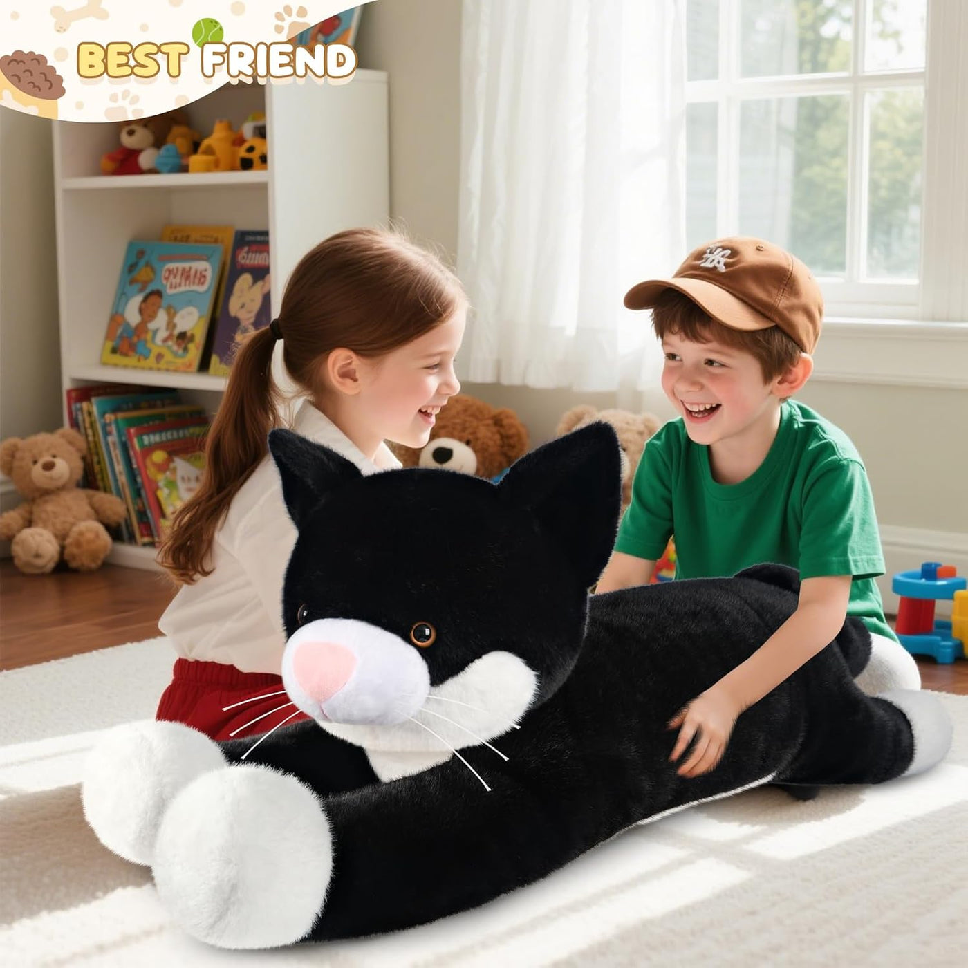 SuzziPals Peluche de Gato Esmoquin Blanco y Negro de 43 pulgadas, J...