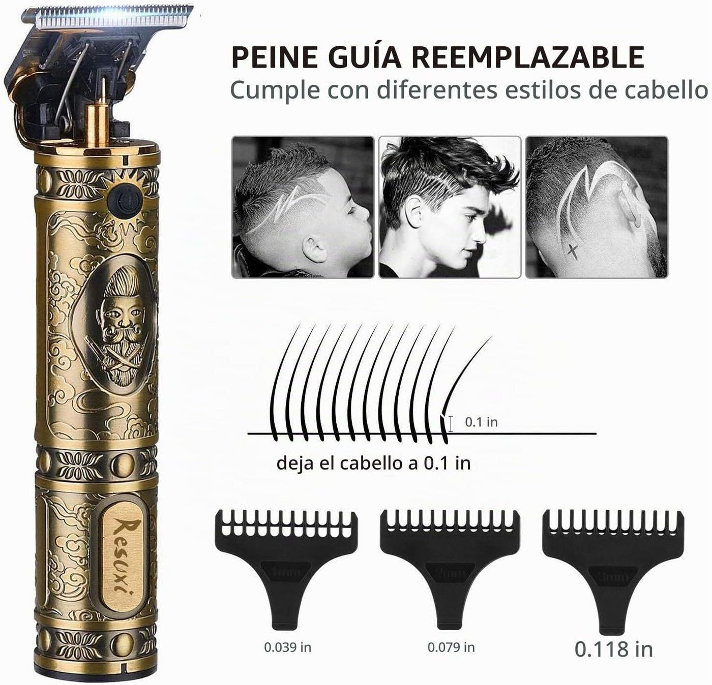 RESUXI Cortadora de pelo inalámbrica para hombres, cortadora de pel...