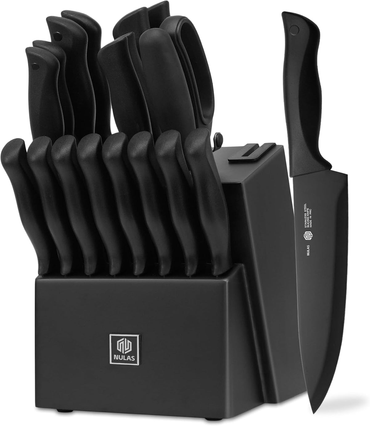 NULAS Juego de bloques de cuchillos de cocina de 19 piezas con afil...