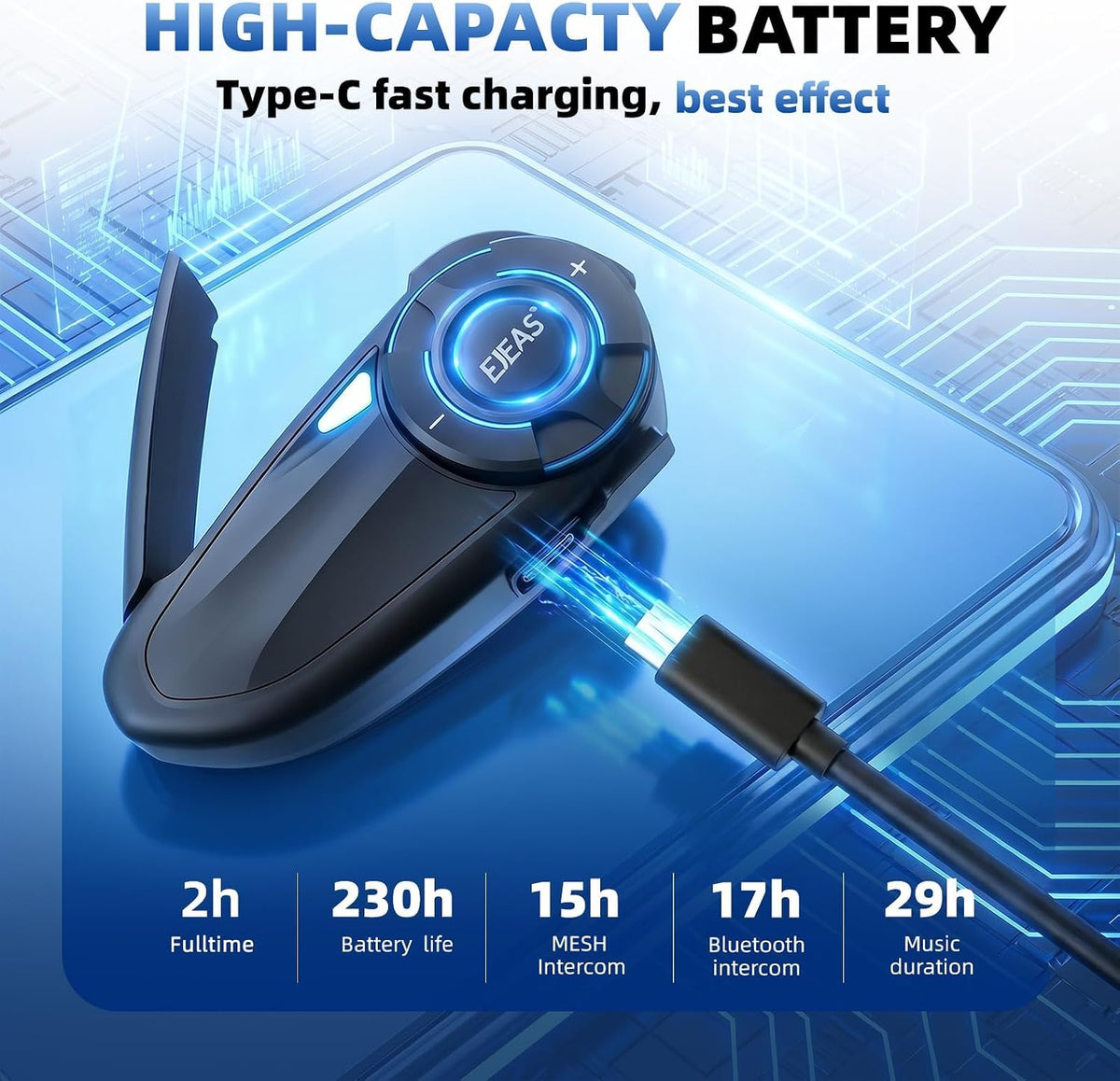 EJEAS Q8 Malla Bluetooth Casco Intercomunicador Auriculares 1 Pack...
