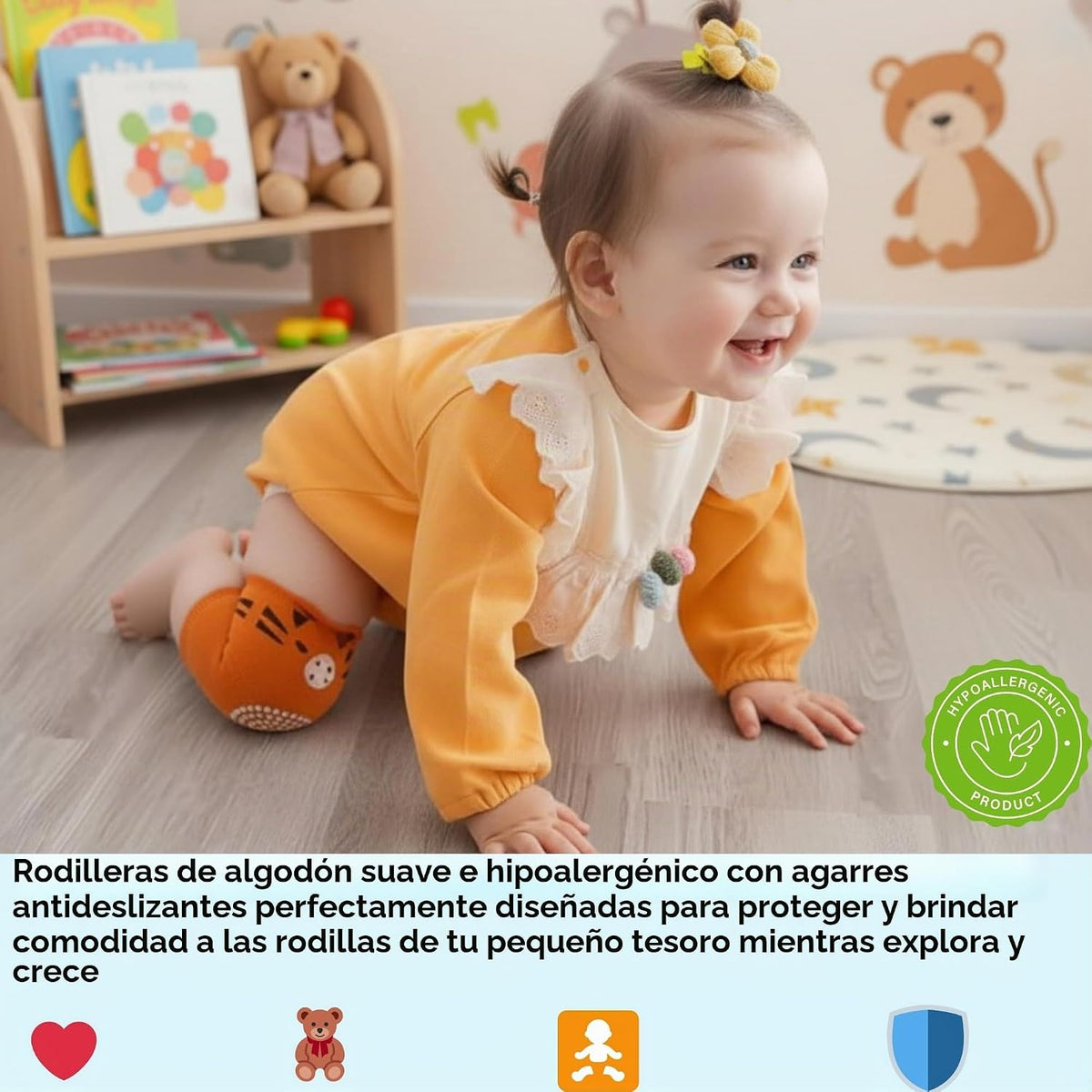 Rodilleras antideslizantes para gatear bebés, mochila de protección...