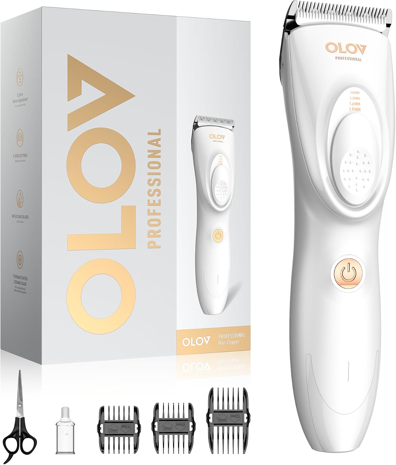 OLOV PROFESSIONAL Cortapelos para hombres, kit de cortapelos inalám...