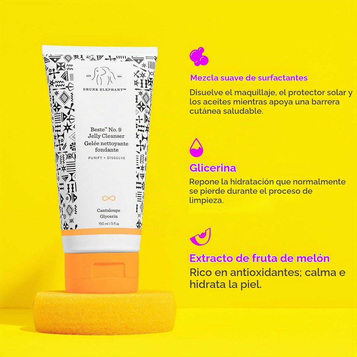 Drunk Elephant Beste No. 9 Jelly Cleanser - Gel limpiador facial de...