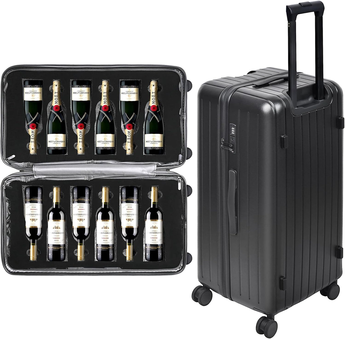 CNZLYZOY Wine Luggage - Maleta de vino aprobada por aerolíneas de 6...