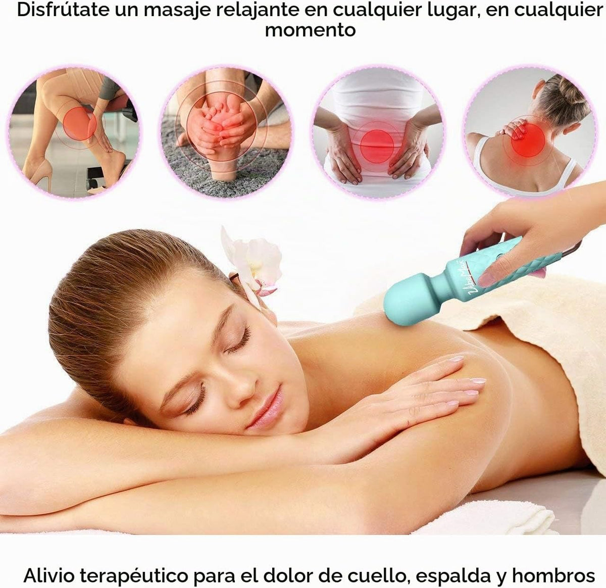 VibeMax Masajeador personal recargable, potente vibración multivelo...