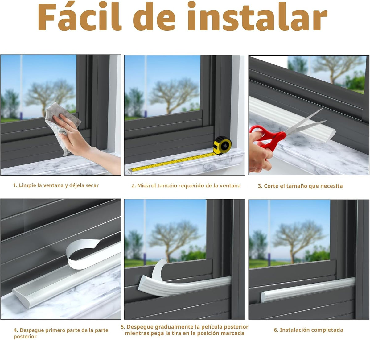 Tira de sellado de ventana de espuma en forma de cuña de 196",...