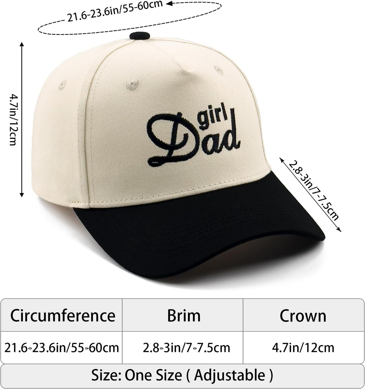 DYBICKT Gorra de béisbol bordada de dos tonos para niño, niña, papá...