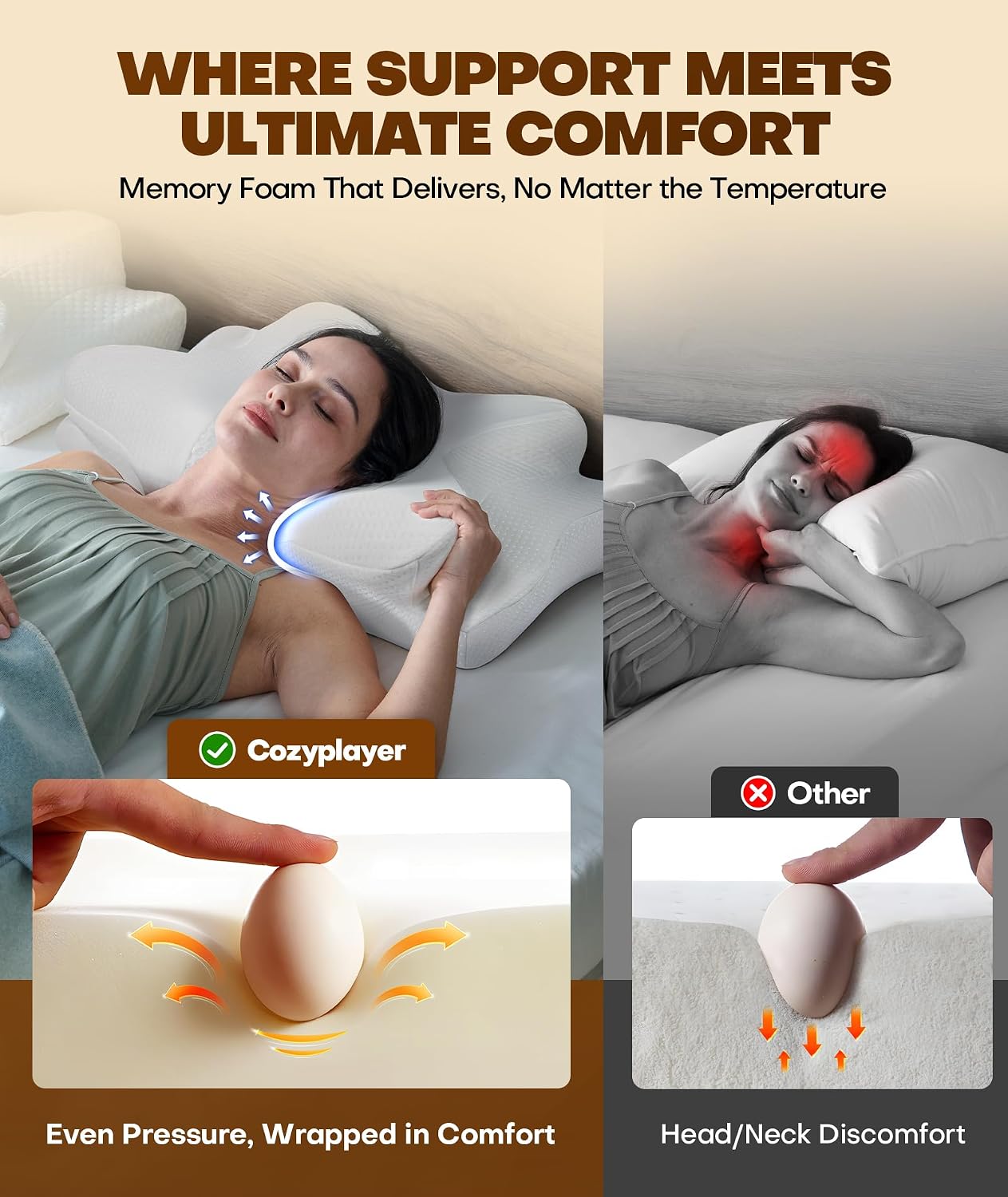 Cozyplayer Almohada cervical para el cuello verdaderamente refresca...