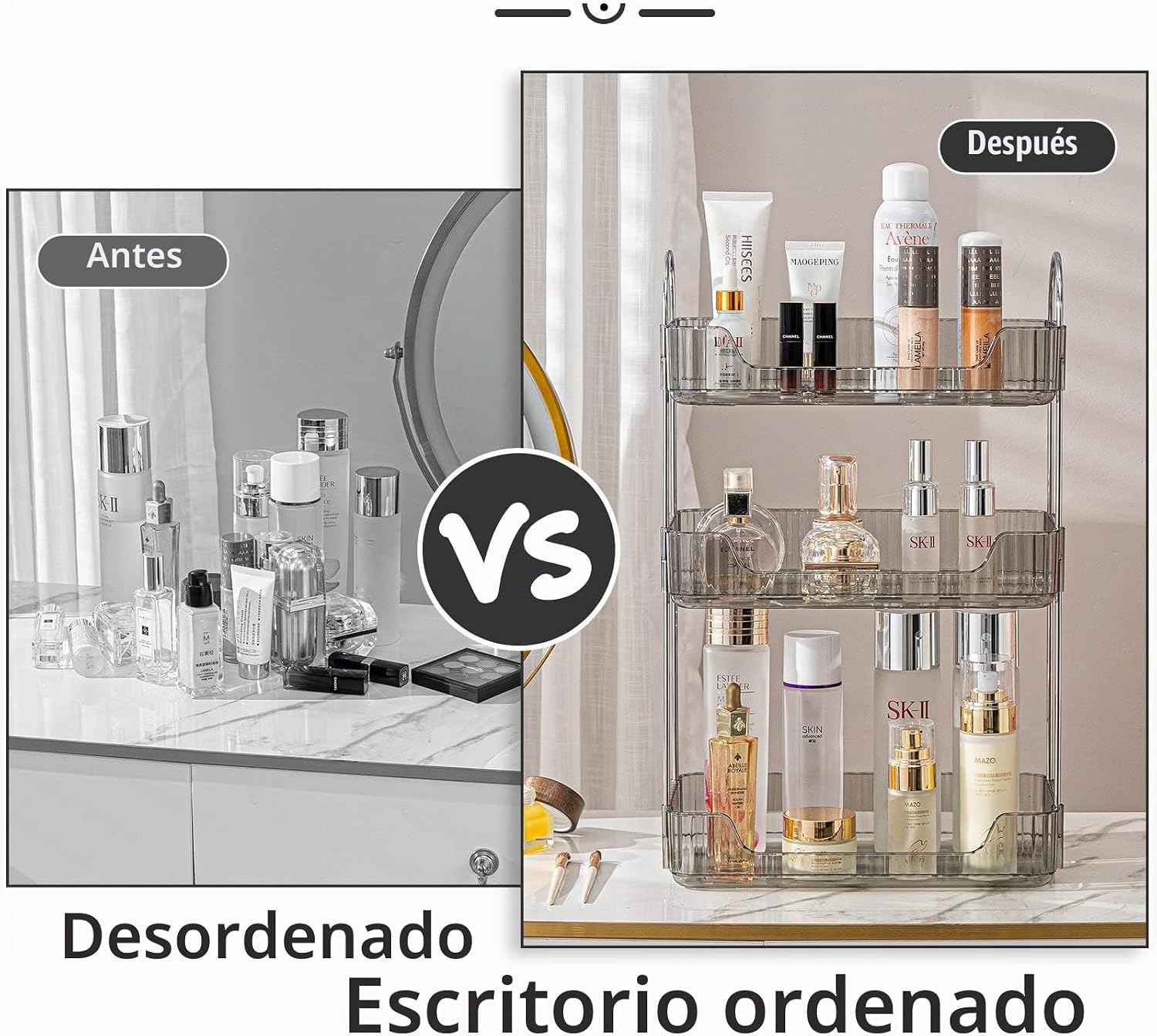 Shuang Qing - Organizador de 3 niveles gris para encimera - Organiz...