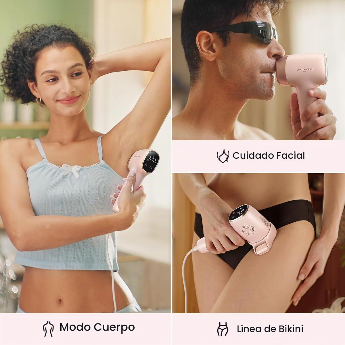 Wavytalk Depilación láser IPL, desnuda con rodillo de precisión par...