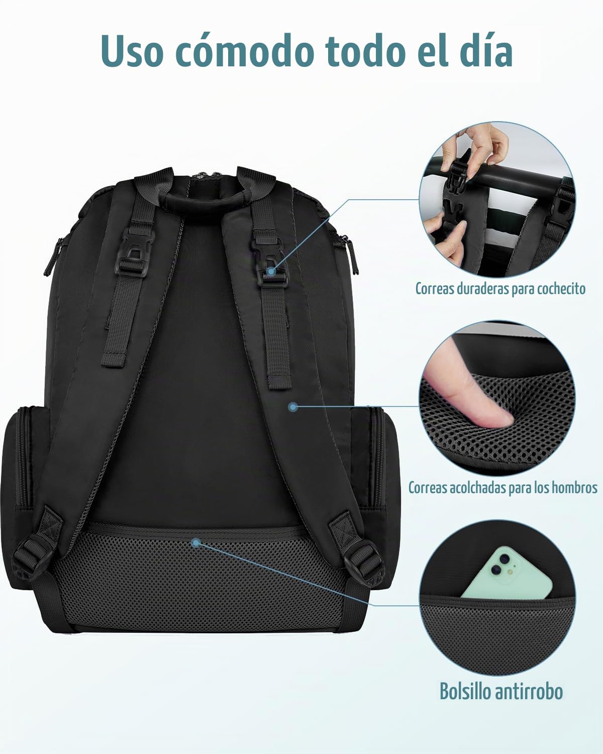 Mancro Mochila para pañales, mochila para pañales de bebé de gran c...